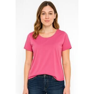 Susan Graver Weekend Essentials Pink Scoop Neck Tee - Size Medium NWOT